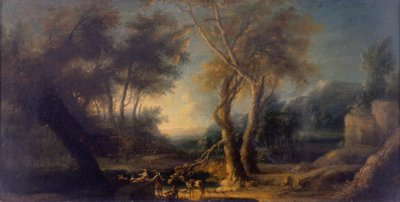 Skalisty krajobraz, ok. 1730 (olej na płótnie) autorstwa Michele Pagano