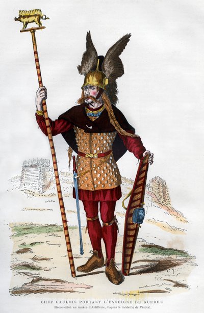 Wódz Galii w stroju bojowym noszącym sztandar, 1882-1884. autorstwa Michelet
