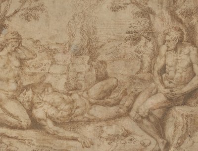 Adam i Ewa opłakujący śmierć Abla, ca. 1576. autorstwa Michiel Coxie