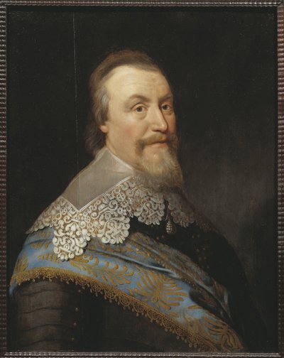 Portret hrabiego Axela Oxenstierny (Oxenstjerna) (1583-1654), autorstwa Mierevelta (Mierveld, Mireveldt), Michiela Jansza. z, Warsztaty. Olej na drewnie. Wymiar: 74x57,5 cm. Muzeum Narodowe w Sztokholmie autorstwa Michiel Jansz. van (studio of) Miereveld