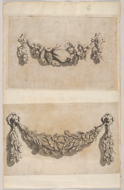 Projekt girlandy z „Various New Festoons, Part II” Verscheide Nieuwe Festonnen, tw..., 1694. autorstwa Michiel Mosyn