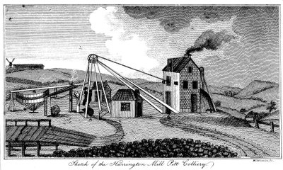 „Szkic kopalni Harrington Mill Pitt”, hrabstwo Durham, początek XIX wieku autorstwa Middlemist