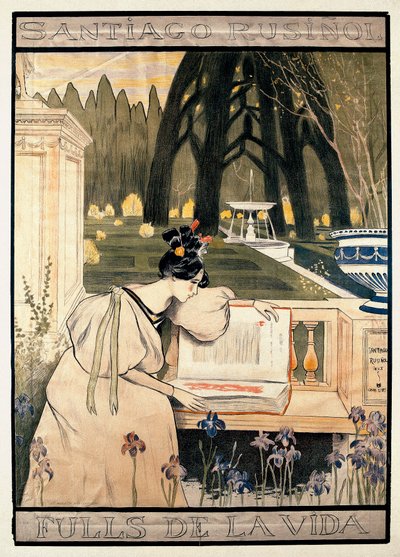 Prezentacja plakatowa „Kart życia”, cykl litografii ilustrujących wiersze prozą Santiago Rusinol y (i) Prats (1861-1931) autorstwa Miguel Utrillo