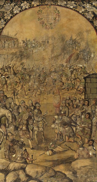 Podbój Meksyku autorstwa Hernana Cortesa par Gonzaleza, Miguela i Juana (aktywny koniec XVII w.). autorstwa Miguel and Juan Gonzalez
