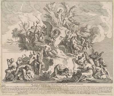 Prima Macchina dla Chin z 1739 r.: Góra Parnas z Apollem, Muzami i Pegazem autorstwa Miguel de Sorellò, after Pierre Parrocel, after Michelangelo Specchi