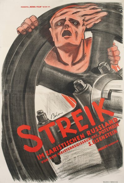 Plakat do niemego filmu „Strike” Siergieja Eisensteina autorstwa Mihaly Biro