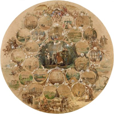 Kompozycja na uroczystość srebrnego ślubu cesarza Aleksandra II, 1866 r. autorstwa Mihaly von Zichy