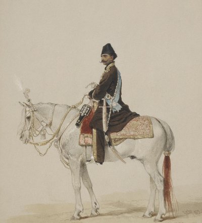 Portret jeździecki Nasera al-Din Shah Qajara 1831-1896, 1873 autorstwa Mihaly von Zichy