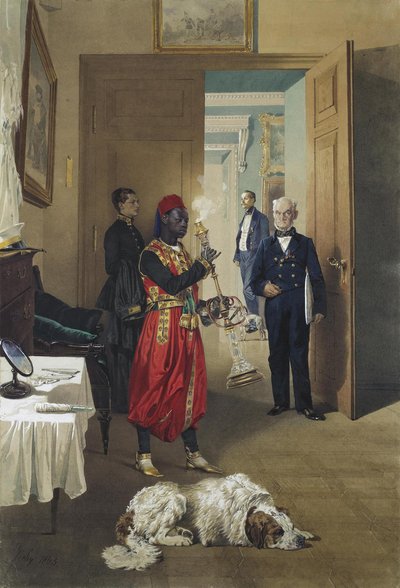 Foyer Wielkiego Pałacu w Carskim Siole, 1865 autorstwa Mihaly von Zichy