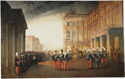Parada przed Pałacem Aniczkowa 26 lutego 1870, 1870 autorstwa Mihaly von Zichy