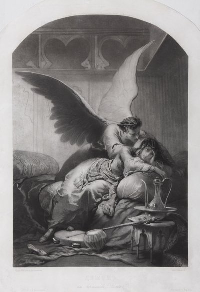 Tamara i Demon. Ilustracja do wiersza „Demon” Michaiła Lermontowa, ok. 1930 r. 1880 autorstwa Mihaly von Zichy