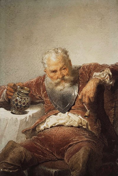 Falstaff z kuflem wina i fajką, 1873. autorstwa Mihály Zichy