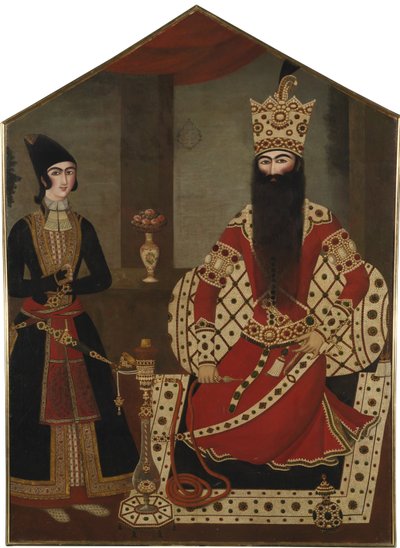 Portret stojącego Fath Ali Shah 1797-1834, ok. 1820 autorstwa Mihr Ali