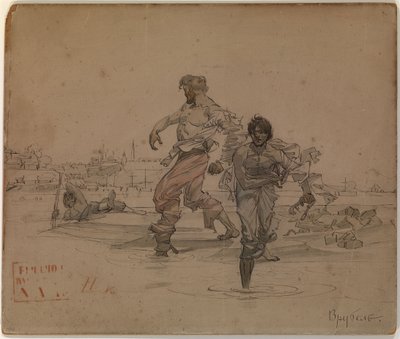 Ilustracja do wiersza Aleksandra Puszkina Bracia rabusie, 1881 autorstwa Mikhail Aleksandrovich Vrubel