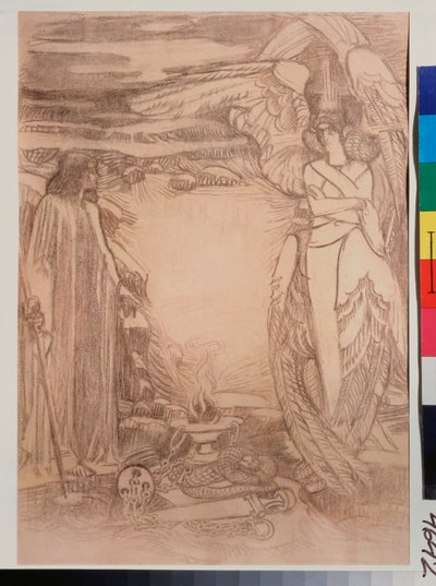 Illustration pour le poeme Prophete de Alexandre Pouchkine (1799-1837) (ilustracja do wiersza Prorok Puszkina) - Rysunek Michaiła Aleksandrowicza Wrubla (Vrubel) (1856-1910), sangwina na papierze autorstwa Mikhail Aleksandrovich Vrubel
