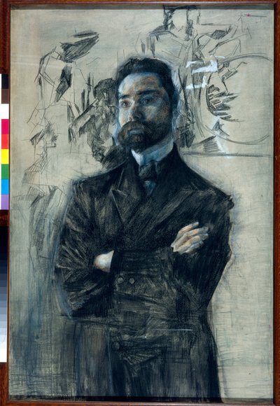 Portret poety Valeri Iakovlevitch Brioussov (1873-1924) - Oeuvre de Mikhail Alexandrovich Vrubel (Vroubel) (1856-1910) autorstwa Mikhail Aleksandrovich Vrubel