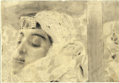 Tamara w trumnie. Ilustracja do wiersza „Demon” Michaiła Lermontowa, 1890-1891 autorstwa Mikhail Aleksandrovich Vrubel