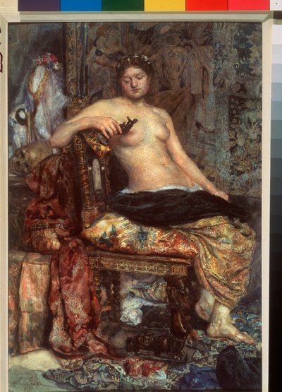 Model w renesansowym umeblowaniu - dzieło Michaiła Aleksandrowicza Vrubela (Vrubel) (1856-1910), akwarela na papierze autorstwa Mikhail Aleksandrovich Vrubel