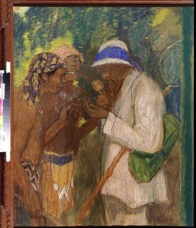 Alfred Russel Wallace z Dzikimi autorstwa Mikhail Dmitrievich Ezuchevsky