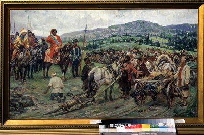 Pomoc dla wodza Revolte des Paysans Emeliana Iwanowicza Pougatcheva autorstwa Mikhail Ivanovich Avilov