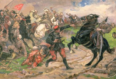 Czerwony Dundich w walce autorstwa Mikhail Ivanovich Avilov