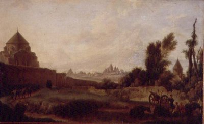 Widok Eczmiadzyna w Armenii (olej na płótnie) autorstwa Mikhail Matveevich Ivanov