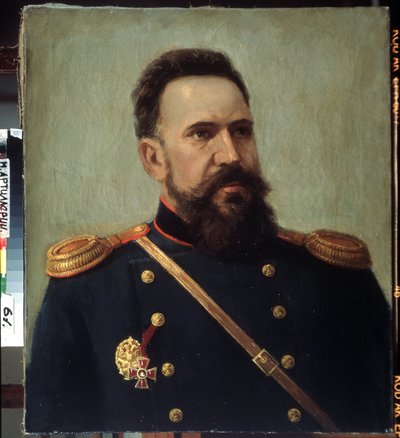 „Portret żołnierza i inżyniera Siergieja Mosina (1849-1902) wynalazcy karabinu Mosin-Nagant (Mosin Nagant)”” Obraz Michaiła Gerca (1900-1942) 1941 Państwowe Centralne Muzeum Artylerii, Sankt Petersburg autorstwa Mikhail Petrovich Gerets