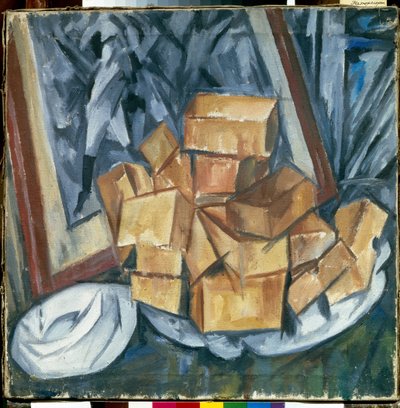 Natura martwa (Martwa natura) - Obraz Michaiła Wasiljewicza Le Dantyu (1891-1917), olej na płótnie, kubizm - Kolekcja prywatna autorstwa Mikhail Vasilevich Le Dantu