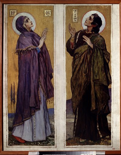 Dziewica i św. Jan Chrzciciel (Dziewica i Jan Chrzciciel). Obraz Michaiła Wasiljewicza Niestierowa (1862-1942), olej na płótnie autorstwa Mikhail Vasilievich Nesterov