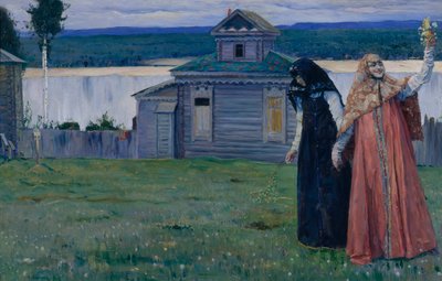 W zacisznym klasztorze Sióstr, 1915. autorstwa Mikhail Vasilievich Nesterov