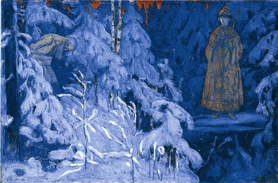 Iwan Susanin otrzymuje wizję Michaiła Fiodorowicza, 1906 autorstwa Mikhail Vasilievich Nesterov