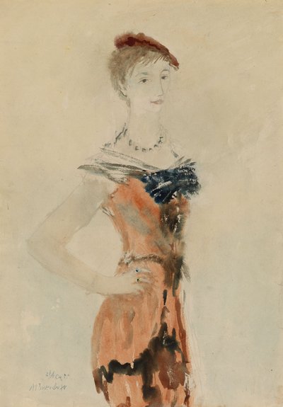 Dama z czerwonym beretem, 1935 autorstwa Mikhail Xenofontovich Sokolov