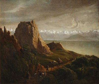 Kaukaski pejzaż z wielbłądami, 1837-1838 autorstwa Mikhail Yuryevich Lermontov
