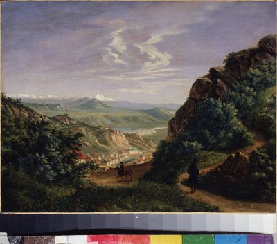 Widok Piatigorsk, Rosja (Widok Piatigorsk). Obraz Michaiła Juriewicza Lermontowa (1814-1841), olej na płótnie autorstwa Mikhail Yuryevich Lermontov