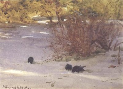 Cienie na śniegu (akwarela na papierze) autorstwa Mildred Anne Butler