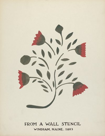 Projekt z Windham, Maine 1803: Z proponowanego portfolio „Maine Wall Stencils” autorstwa Mildred E. Bent