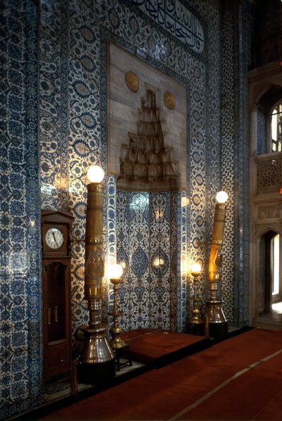 Widok wnętrza meczetu Rustema Paszy (1560-1564) autorstwa Mimar Sinan