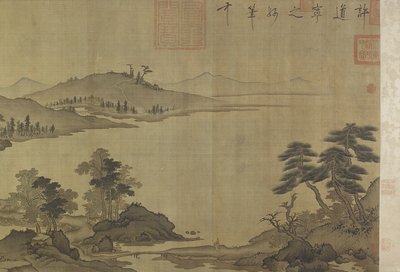 Jesienna rzeka w deszczu i chmurach autorstwa Ming Dynasty Chinese School