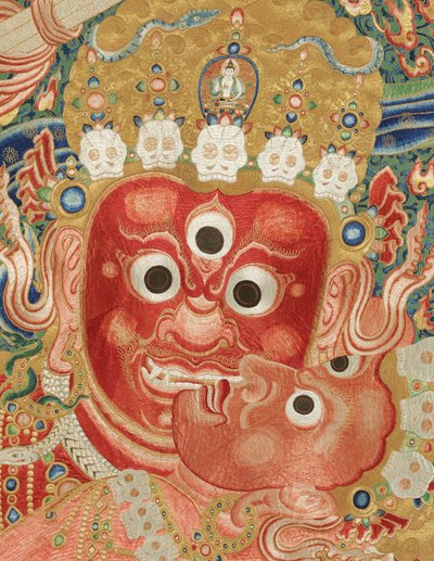 Detal haftowanej jedwabnej tangki w stylu cesarskim autorstwa Ming Dynasty Chinese School