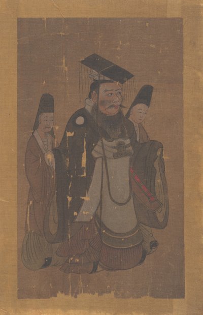 Cesarz i dwaj towarzysze (liść albumu; tusz i kolor na jedwabiu) autorstwa Ming Dynasty Chinese School