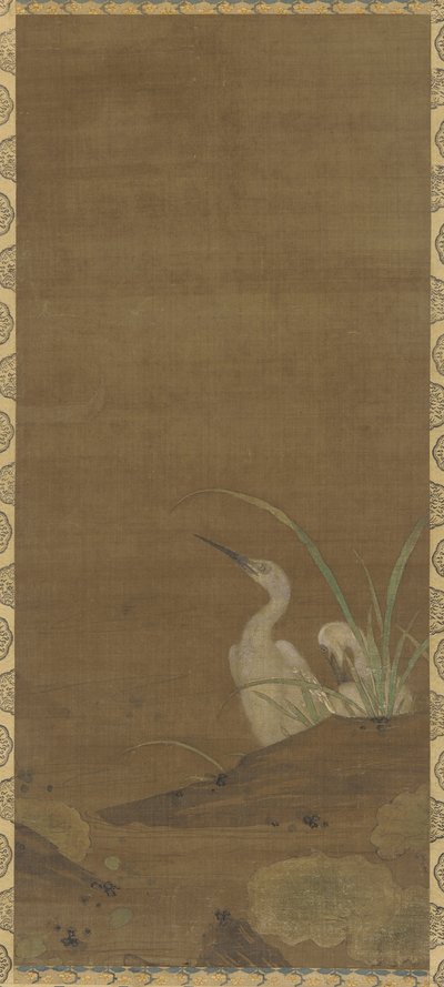 Czaple i rośliny wodne (atrament i kolor na jedwabiu) autorstwa Ming Dynasty Chinese School