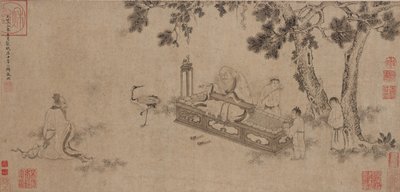 Laozi dostarczając Daodejing (atrament na papierze) autorstwa Ming Dynasty Chinese School