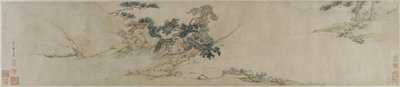 Gra na cytrze pod sosną, koniec XVI-początek XVII wieku (tusz i kolor na papierze) autorstwa Ming Dynasty Chinese School