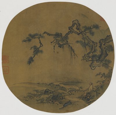 Siedząc pod sosną, XV-XVI w. autorstwa Ming Dynasty Chinese School