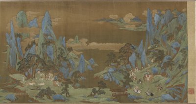 Podróżnicy w wiosennych górach, XVI-XVII w. autorstwa Ming Dynasty Chinese School
