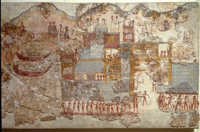 Sztuka minojska: „”łodzie”” Fresk z Akrotiri na Santorini. XVI wiek p.n.e. Ateny, Narodowe Muzeum Archeologiczne autorstwa Minoan