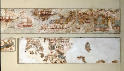 Sztuka minojska: „”wyprawa morska”” Fresk z Akrotiri na Santorini. XVI wiek p.n.e. Ateny, Narodowe Muzeum Archeologiczne autorstwa Minoan