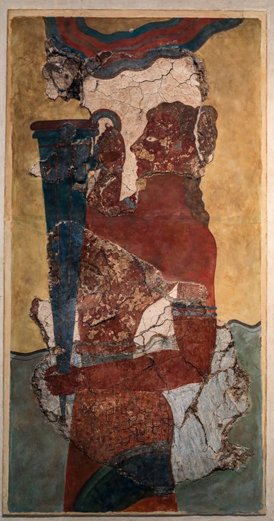 Fragment minojskiego fresku: „The cup Bearer” autorstwa Minoan