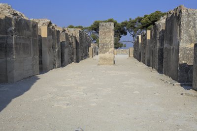 Minojskie stanowisko archeologiczne w Fajstos. Zachodnie czasopisma. Duży zespół magazynów pałacowych. Składa się z przedsionka, korytarza magazynów i samych magazynów. Na prawo i lewo od korytarza znajdowało się 11 magazynów, w których t autorstwa Minoan