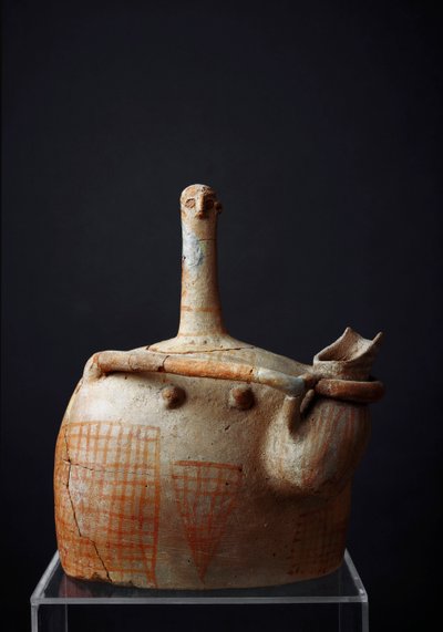 Cywilizacja minojska: rzeźba z terakoty przedstawiająca kobiece bóstwo (bogini matka?) z Myrtos. 2300 pne. Ciemny. 21,1 cm Kreta, muzeum Agios Nikolaos (św. Mikołaj) autorstwa Minoan